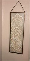 Antique Victorian Lace Copper Frame Hanging