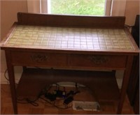 Antique Oak Tile Top Desk