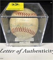 1958 NY Yankees Signed Baseball Mickey Mantle