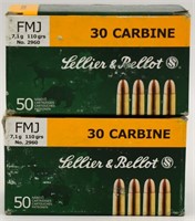 100 Rounds Of Sellier & Bellot .30 Carbine Ammo