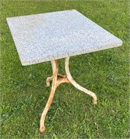 OLD CAST IRON BASE AND MARBLE TOP