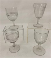 4 EARLY AMERICAN PRESS GLASS GOBLETS