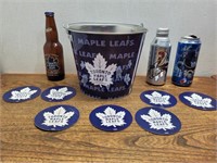 Toronto Maple Leafs Ice Bucket + 2 Tins + Beer