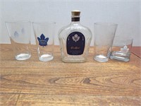 4 Toronto Maple Leafs Glasses + Collectable Crown