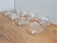 8 - 3 Legged Clear Glass Bowls 4 1/2inAx2 1/2inH