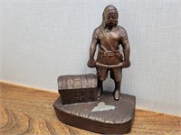 Cast Iron Book end Pirate with Treasure Chest