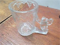 Coca-Cola Bear Clear Glass Mug 3 3/4inAx6 1/2inWx