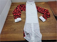 Mens Hot Pepper White Dress Shirt W=40 Bow Tie