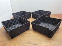 4 Black Organizing Cloth-Wire Baskets 9inx9inx