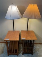 2 end tables with lamps