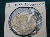 1958  50 cent coin