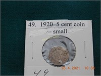 1920  5 cent coin  – small