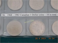 1968 – 1982 Canadian 1 Dollar coins (10)