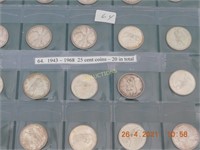 1943 – 1968  25 cent coins (20)