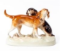 Large Royal Dux Porcelain Dog Figurine