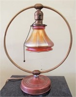 c.1920s Art Deco Lamp w/Signed Steuben Shade