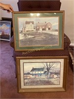 Two New England Prints, Framed