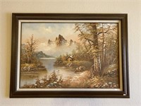 Original Oil on Canvas, Mountain Lake, 'Kaufman'