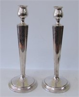 Pr. Sterling Silver Candlesticks 9.5" High.