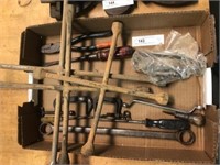 Box Lot- Tools, Wrenches, Tire Irons, Etc.