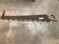 Antique 2 Man Saw with Exaggerated Teeth