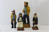 Vintage Carved Wood Fishermen Figurines