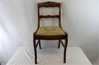Antique Mid Century Carved Back Upholstered Chair