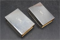 PAIR of vintage sterling silver matchstick boxes