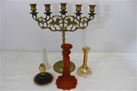 Lot of 5 vintage candlestick items