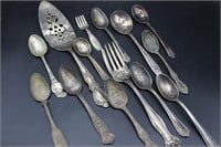Vintage lot of 14 pieces of silver plate utensils