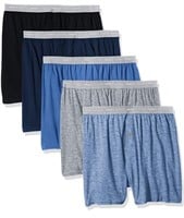 Hanes Men's 5-Pack Exposed Waistband Knit Boxers,L