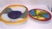 2 ART GLASS BOWLS