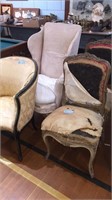 4 ANTIQUE & VINTAGE UPHOLSTERED CHAIRS