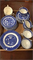 PARTIAL SET OF BLUE WILLOW DISHES