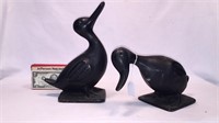 2 CAST IRON DUCK DOORSTOPS-SIGNED ON SIDE