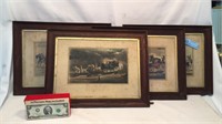 4 ANTIQUE ENGRAVINGS OF STAGE COACHES