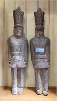 2 STANDING SOLDIER CARVED WOOD SCULPTURES