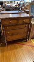 ANTIQUE SHERATON/EMPIRE BANDED CHERRY CHEST