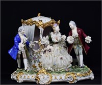 Large Dresden Lace Porcelain Figurine 10"h