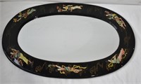 Vintage Black Lacquered Oval Mirror  - MOP