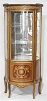 Louis XV Style Inlaid Vitrine Curio Cabinet