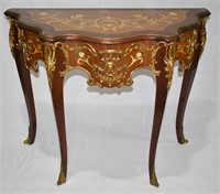 Louis XV Style Inlaid Demilune / Console Table
