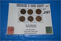 GEORGE V one cent  (.01) 1932 TO 1936