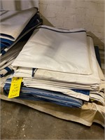 Stack of 7’x30’ blue/white walls