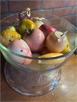 Alabaster fruit with compote glass stand