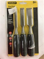 New 3 Pc Stanley Wood Chisels