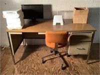 Desk, Chair, Monitor, File Holder, Print Paper
