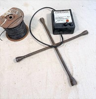 fence charger- wire- tire iron