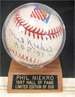 1997 Hall of Fame Phil Niekro Signed Baseball