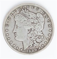 Coin 1886-S Morgan Silver Dollar In VG +